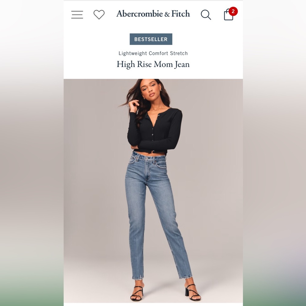NWOT ABERCROMBIE & FITCH High Rise Mom Jean in Medium Wash Size 28/6R